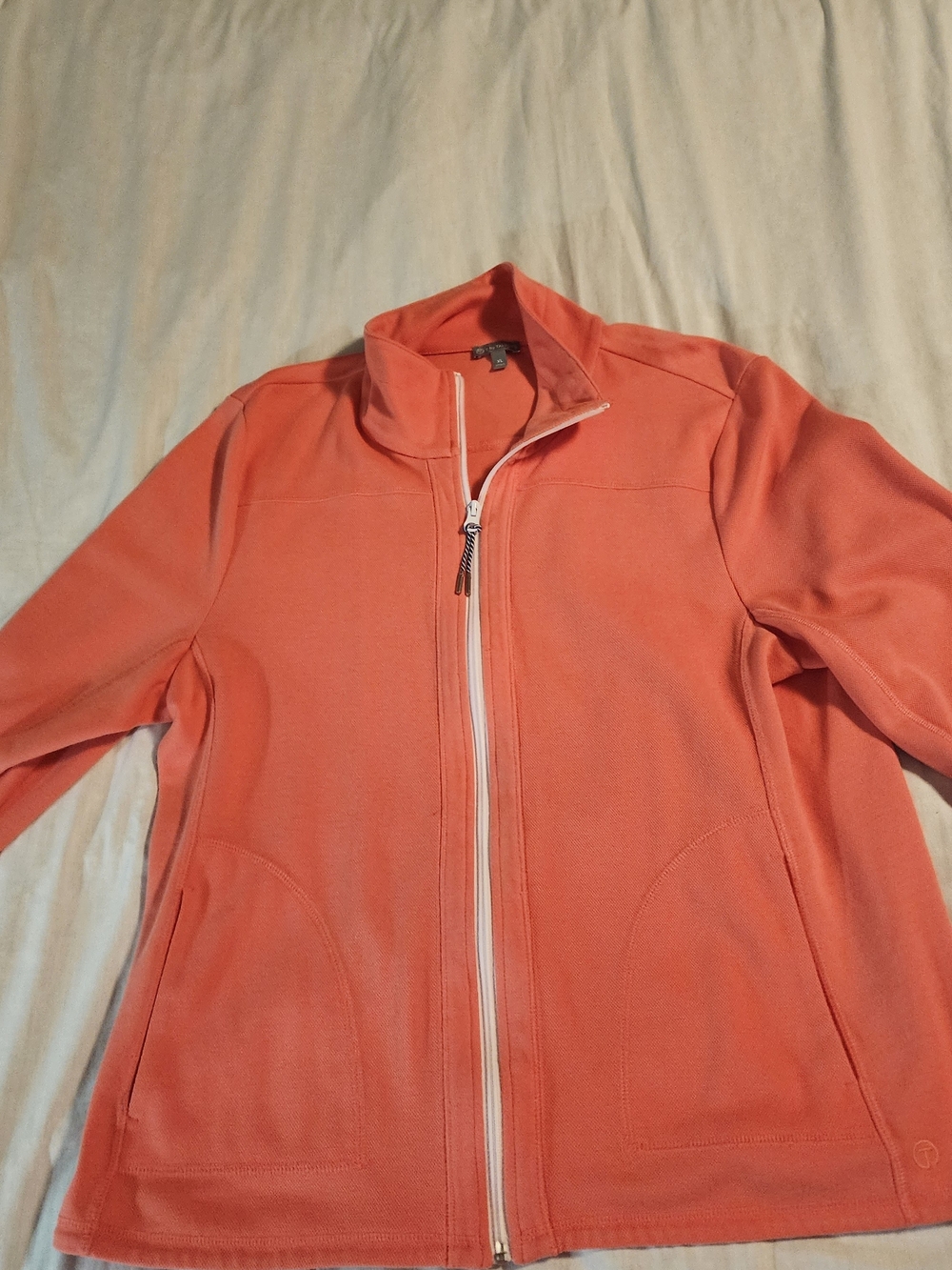 Talbots Coral Zip-Up Pique Jacket